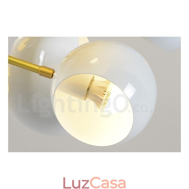 Lustre moderno contemporâneo branco de 10 luzes