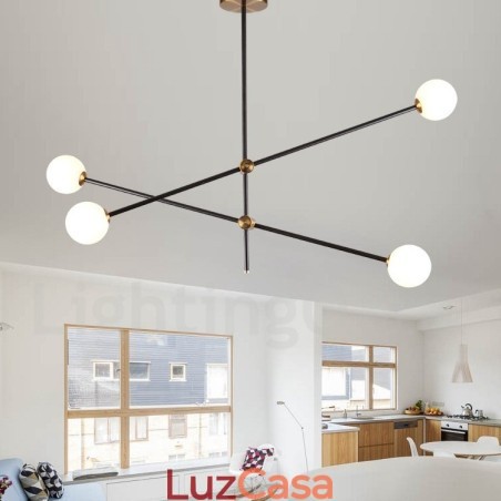 Lustre moderno contemporâneo de 4 luzes e 2 níveis Lustre moderno contemporâneo de 4 luzes e 2 níveis