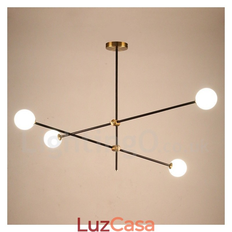 Lustre moderno contemporâneo de 4 luzes e 2 níveis