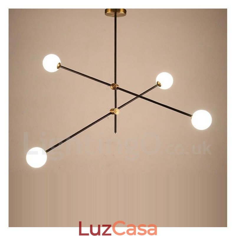 Lustre moderno contemporâneo de 4 luzes e 2 níveis