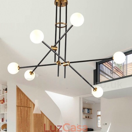 Lustre moderno contemporâneo de 6 luzes e 3 níveis Lustre moderno contemporâneo de 6 luzes e 3 níveis