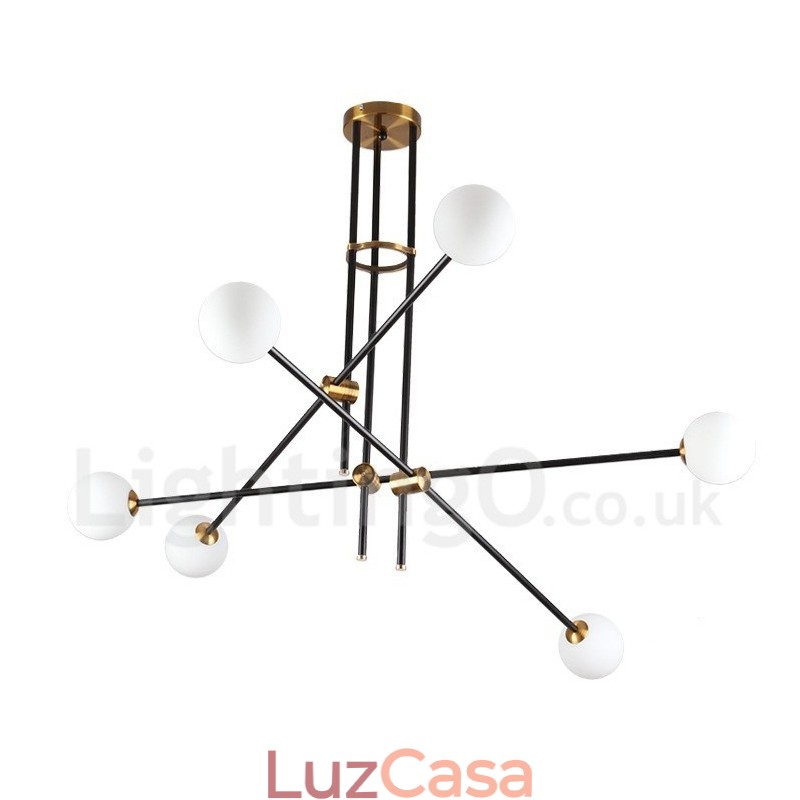 Lustre moderno contemporâneo de 6 luzes e 3 níveis