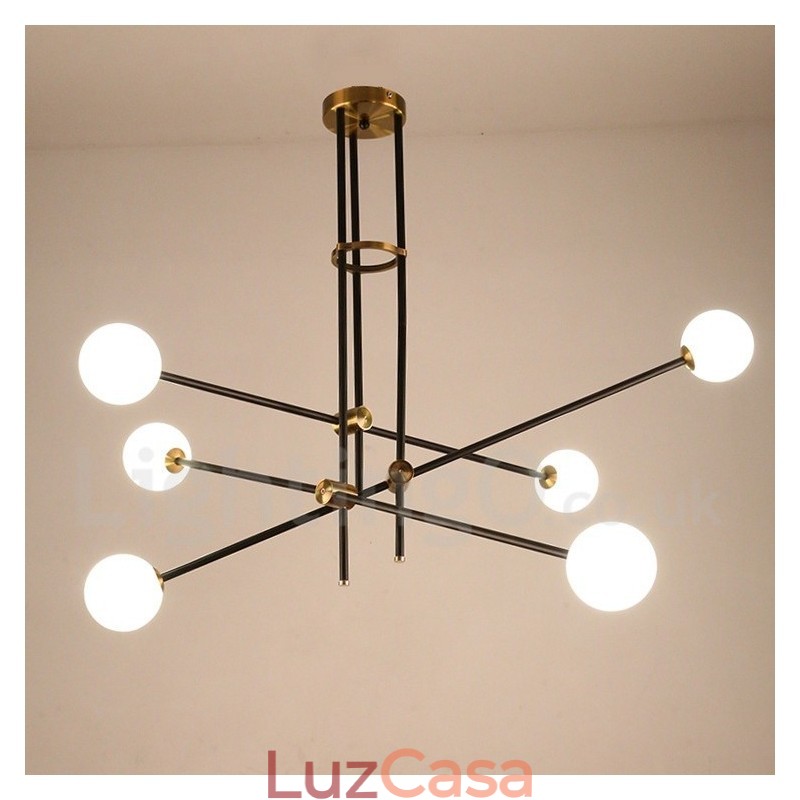 Lustre moderno contemporâneo de 6 luzes e 3 níveis
