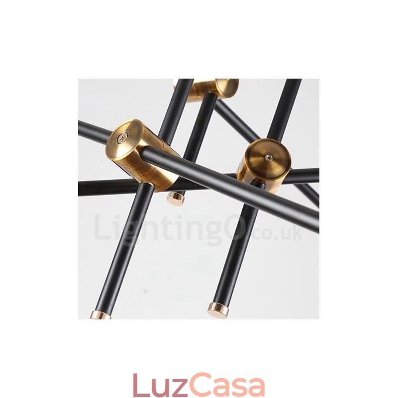 Lustre moderno contemporâneo de 6 luzes e 3 níveis