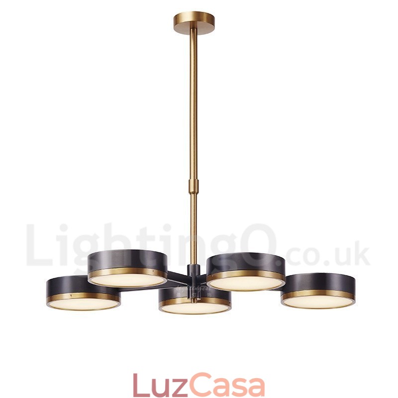 Lustre moderno contemporâneo de 5 luzes de nível único