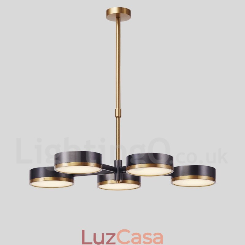 Lustre moderno contemporâneo de 5 luzes de nível único