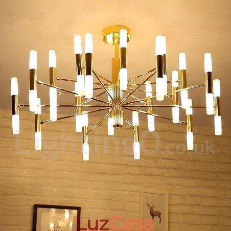 40 Luzes Douradas 2 Camadas Modernas Contemporâneas Lustre Lâmpada de Luz 40 Luzes Douradas 2 Camadas Modernas Contemporâneas Lustre Lâmpada de Luz