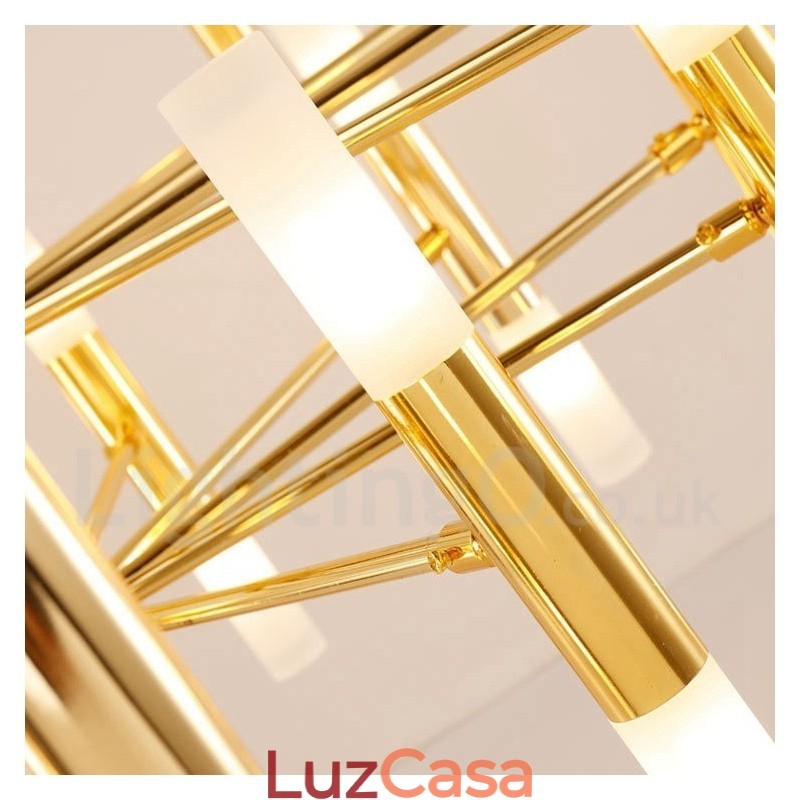 40 Luzes Douradas 2 Camadas Modernas Contemporâneas Lustre Lâmpada de Luz