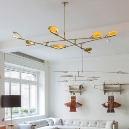 Lustre moderno contemporâneo de 8 luzes