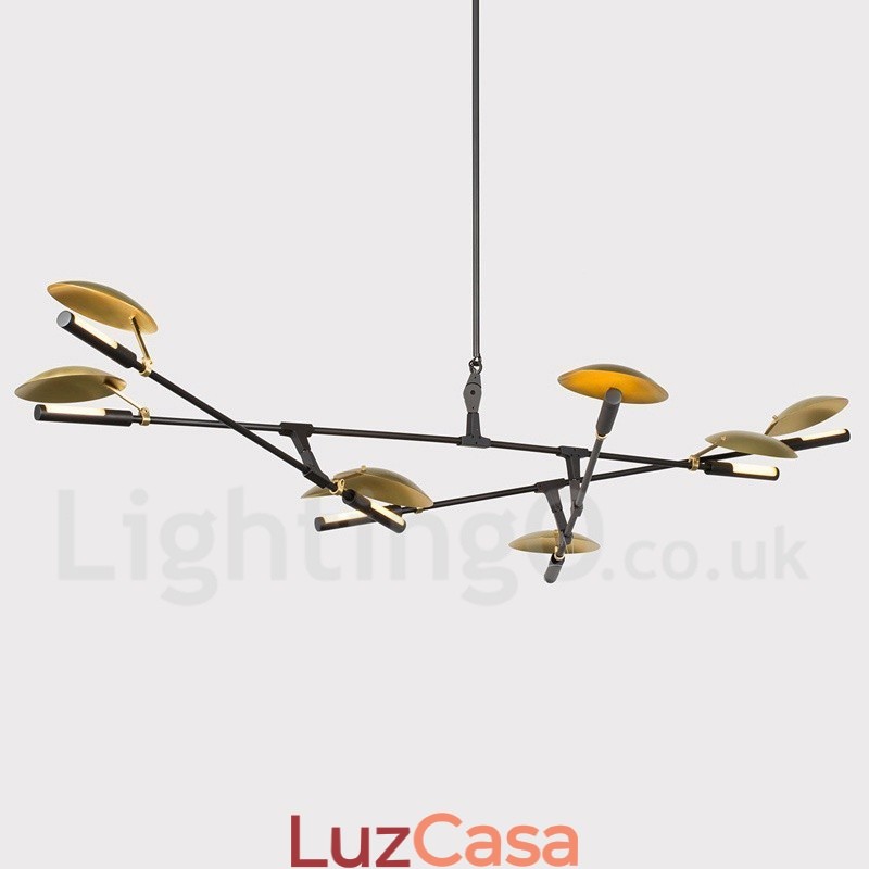 Lustre moderno contemporâneo de 8 luzes