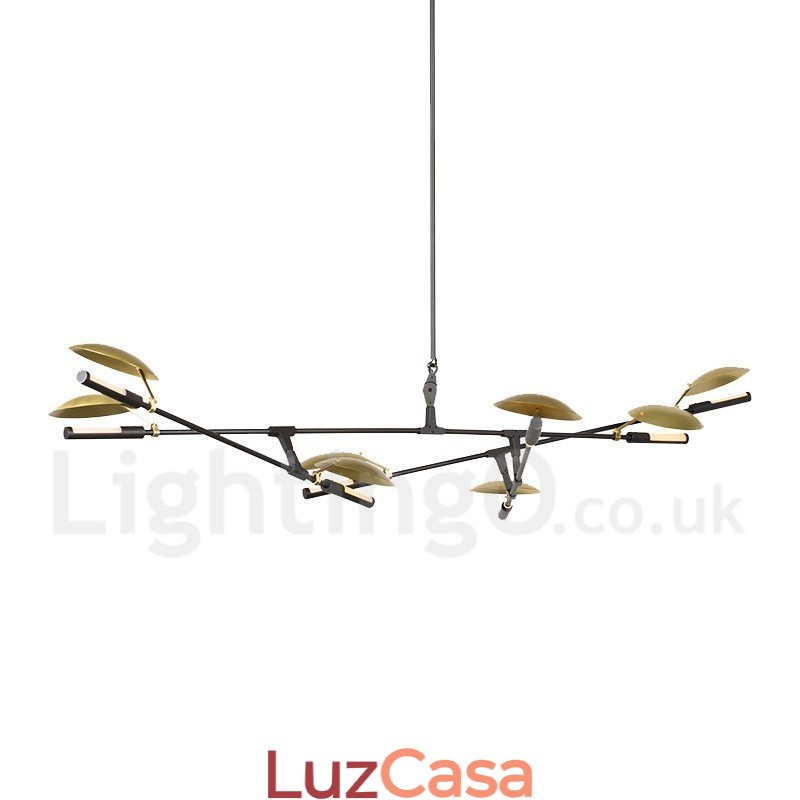 Lustre moderno contemporâneo de 8 luzes
