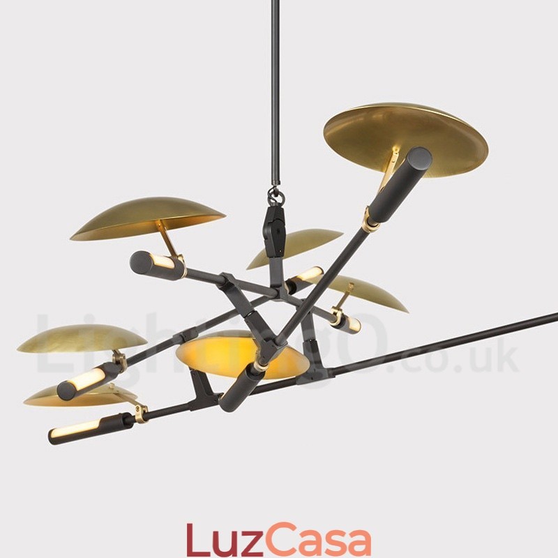 Lustre moderno contemporâneo de 8 luzes