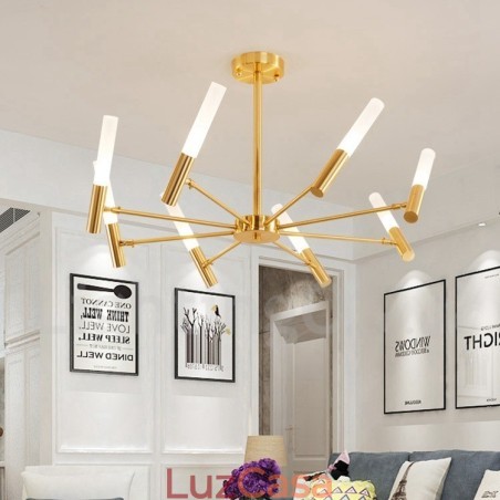 Lustre moderno contemporâneo giratório de 8 luzes Lustre moderno contemporâneo giratório de 8 luzes
