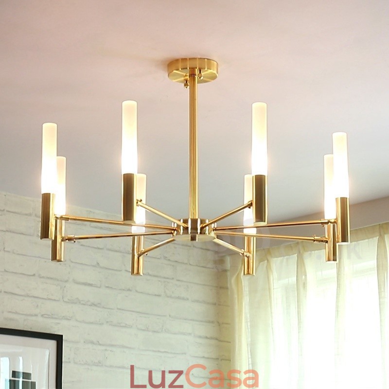Lustre moderno contemporâneo giratório de 8 luzes