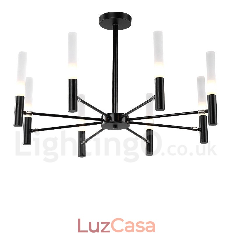 Lustre moderno contemporâneo giratório de 8 luzes