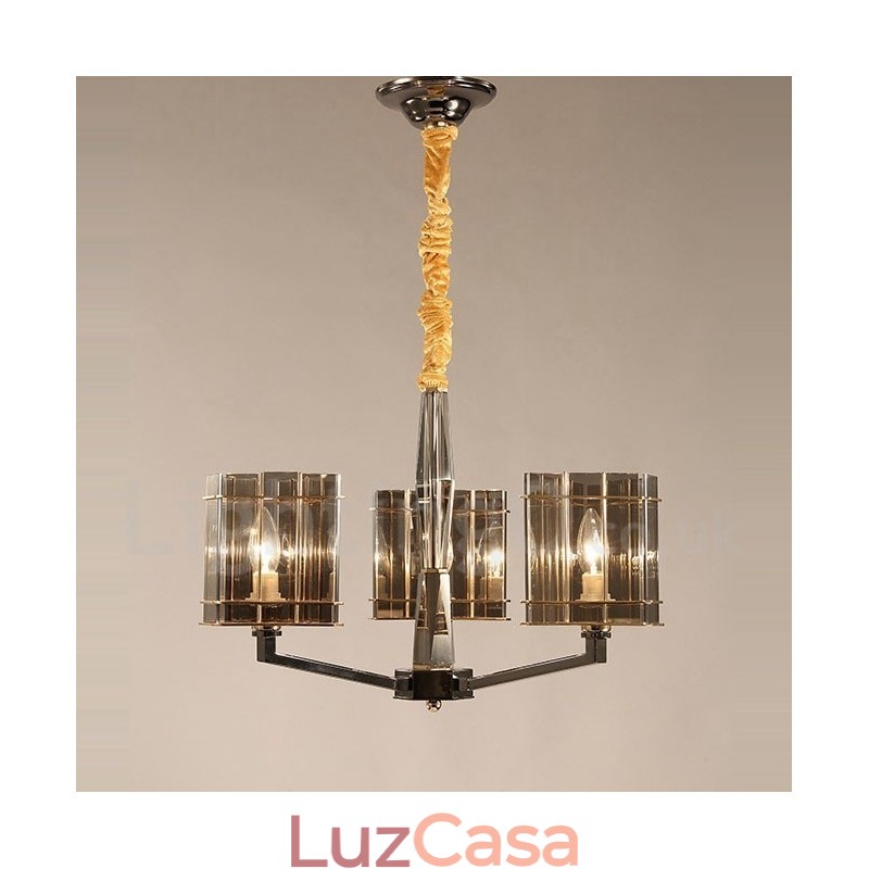 Lustre moderno contemporâneo de 3 níveis com luz única