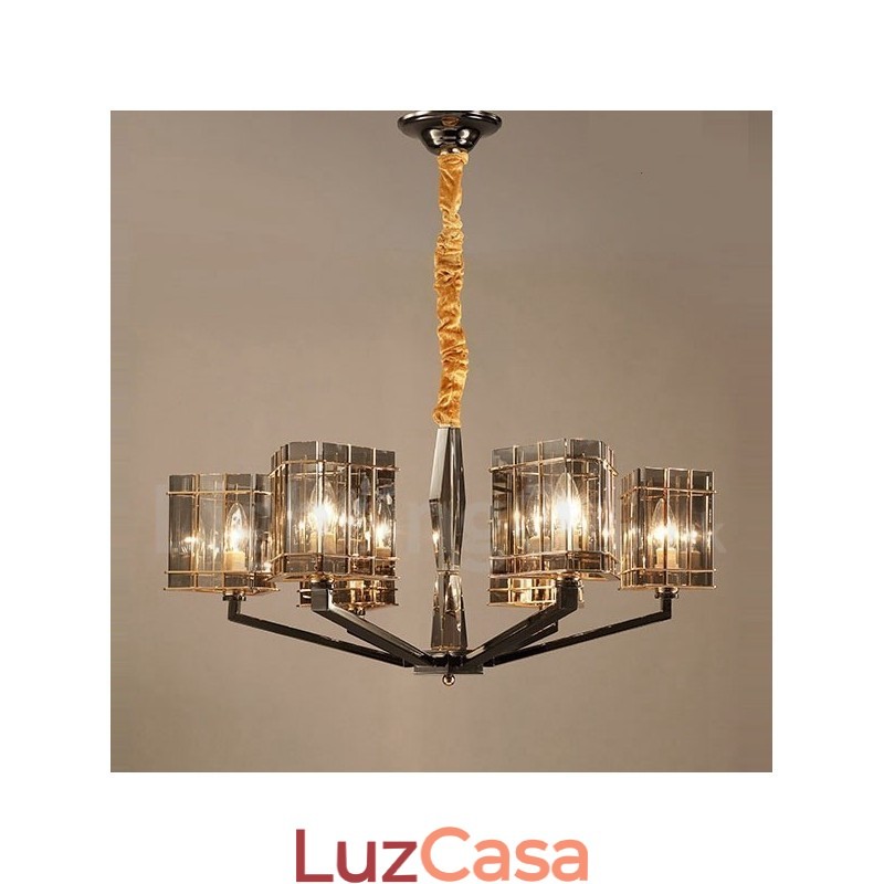 Lustre moderno contemporâneo de 6 luzes de nível único