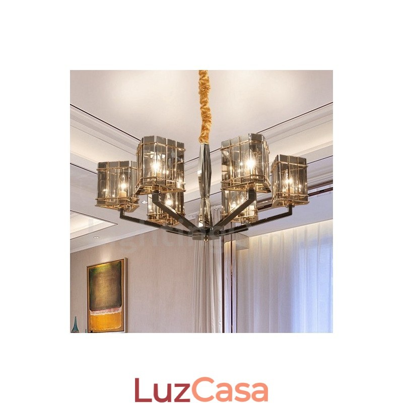 Lustre moderno contemporâneo de 6 luzes de nível único