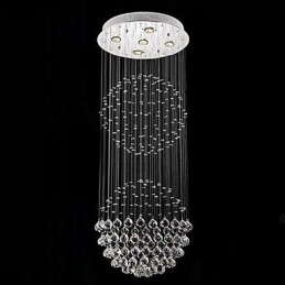Luminária pendente moderna de cristal, lustre com 5 luzes, candeeiro de teto em cristal transparente, luminárias de teto