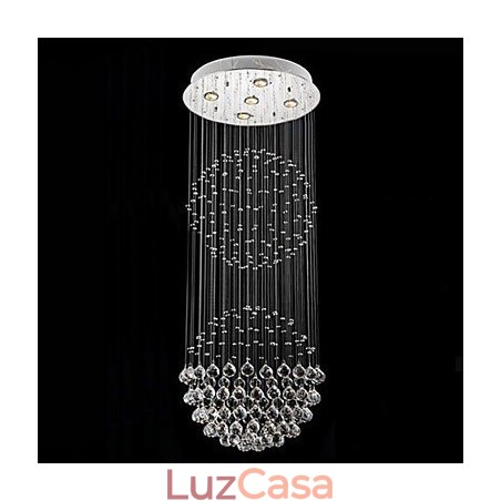 Luminária pendente moderna de cristal, lustre com 5 luzes, candeeiro de teto em cristal transparente, luminárias de teto Luminária pendente moderna de cristal, lustre com 5 luzes, candeeiro de teto em cristal transparente, luminárias de teto