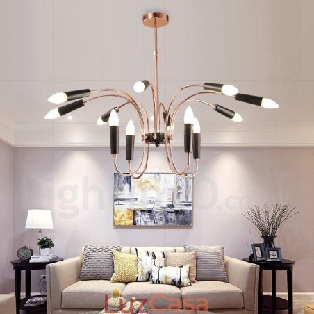 Lustre moderno contemporâneo de 2 níveis e 12 luzes Lustre moderno contemporâneo de 2 níveis e 12 luzes