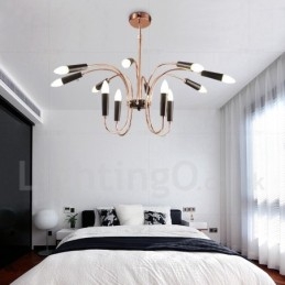 Lustre moderno contemporâneo de 2 níveis e 12 luzes