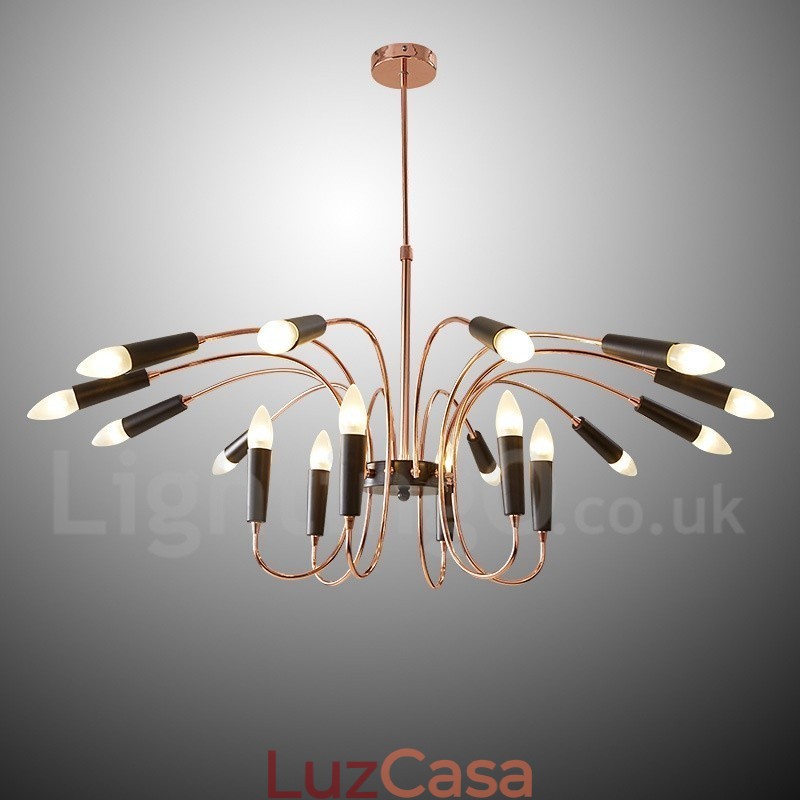 Lustre moderno contemporâneo de 2 níveis e 18 luzes