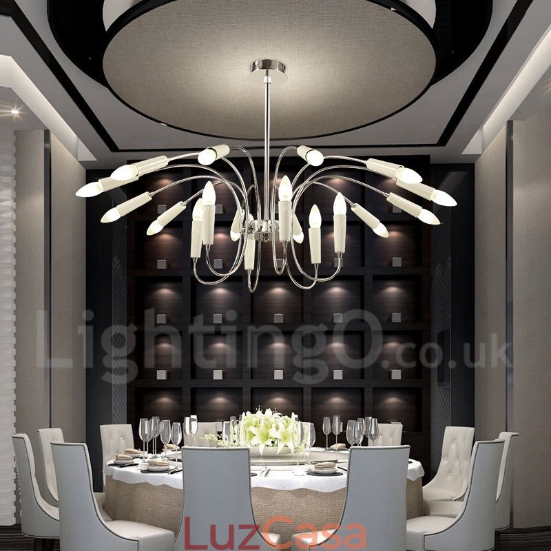Lustre moderno contemporâneo de 2 níveis e 18 luzes