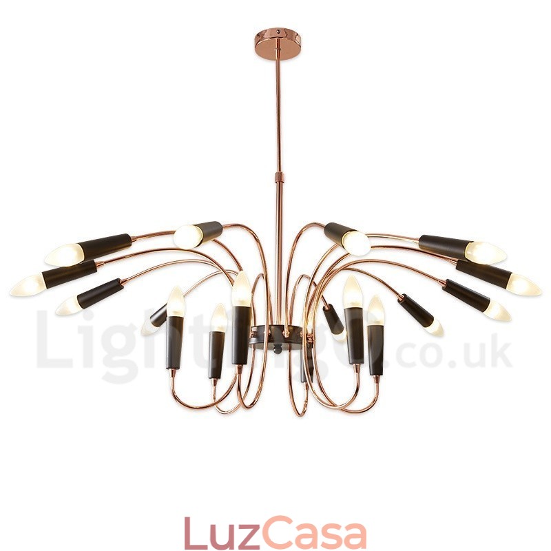 Lustre moderno contemporâneo de 2 níveis e 18 luzes