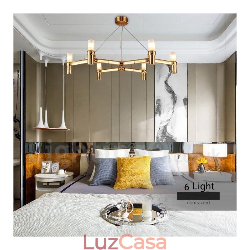 6 Luzes Camada Única Moderna Contemporânea Lustre Lâmpada Luz