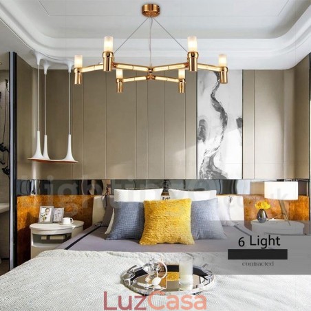 6 Luzes Camada Única Moderna Contemporânea Lustre Lâmpada Luz