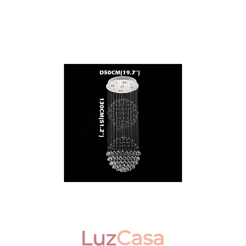 Luminária pendente moderna de cristal, lustre com 5 luzes, candeeiro de teto em cristal transparente, luminárias de teto