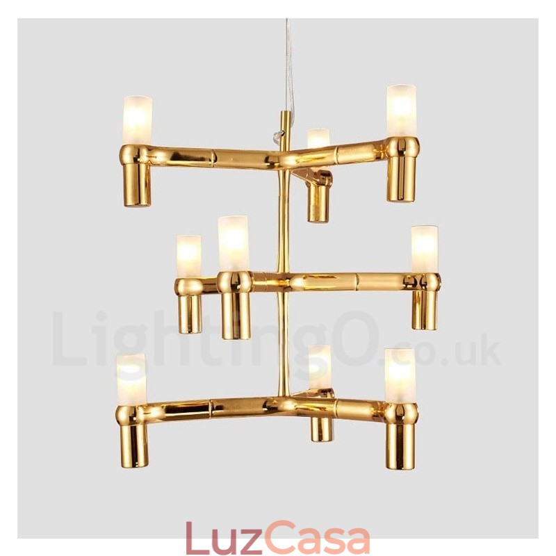 9 Luzes 3 Camadas Moderno Contemporâneo Lustre Lâmpada Luz