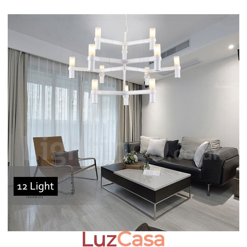 12 Luzes 3 Camadas Moderno Contemporâneo Lustre Lâmpada Luz
