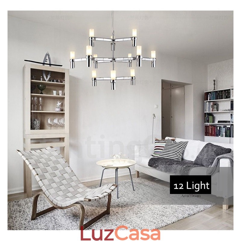 12 Luzes 3 Camadas Moderno Contemporâneo Lustre Lâmpada Luz