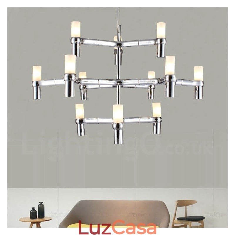 12 Luzes 3 Camadas Moderno Contemporâneo Lustre Lâmpada Luz