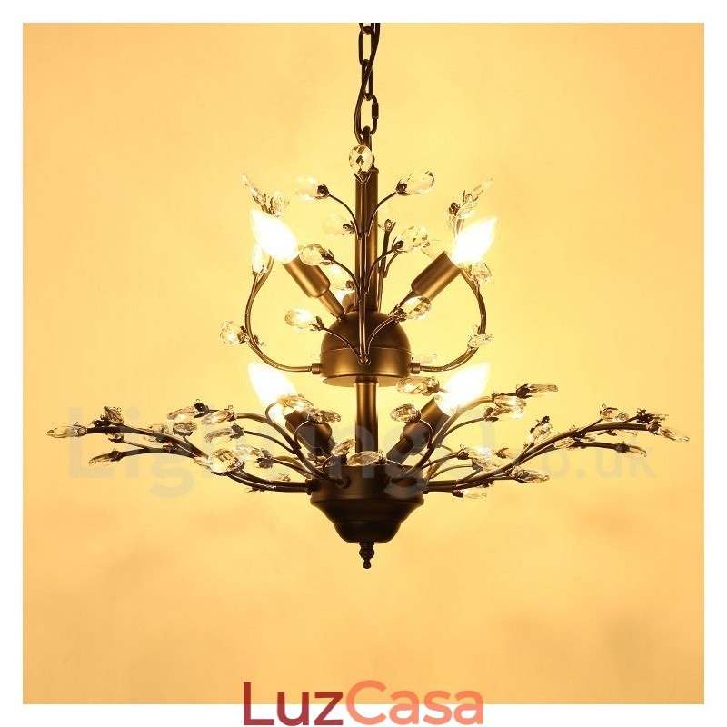 60 cm de altura, 45 cm de largura, moderno, contemporâneo, 7 luzes, lustre, lâmpada, luz