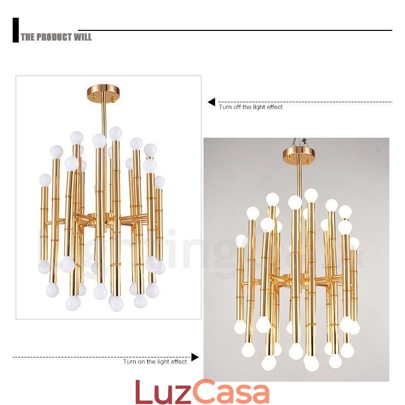 Lustre moderno contemporâneo de 30 luzes e 2 níveis para iluminação