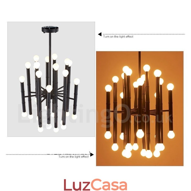 Lustre moderno contemporâneo de 30 luzes e 2 níveis para iluminação