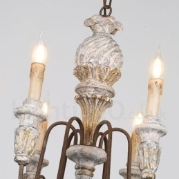 Lustre de madeira vintage country com 6 luzes e camada única para iluminação