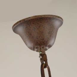 Lustre de madeira vintage country de 6 luzes de camada única, lâmpada de madeira