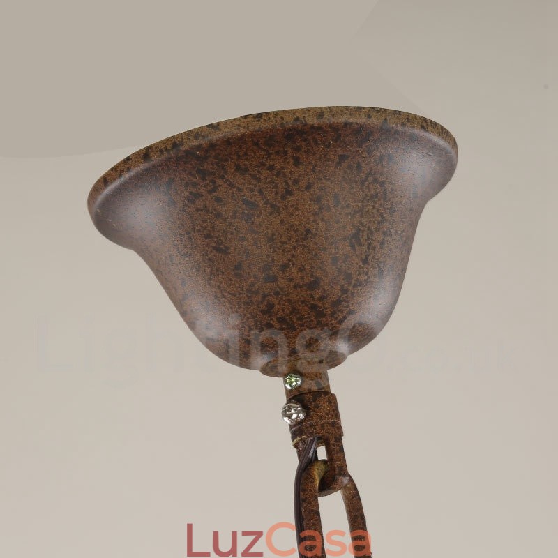 Lustre de madeira vintage country de 6 luzes de camada única, lâmpada de madeira