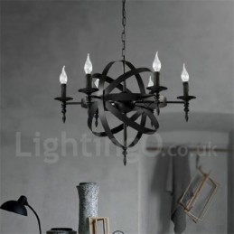 Lustre retrô vintage de metal com 6 luzes e camada única