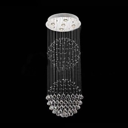 Luminária pendente moderna de cristal, lustre com 5 luzes, candeeiro de teto em cristal transparente, luminárias de teto