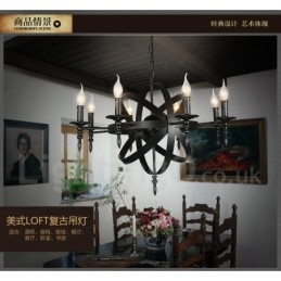 Lustre retrô vintage de metal com 6 luzes e camada única