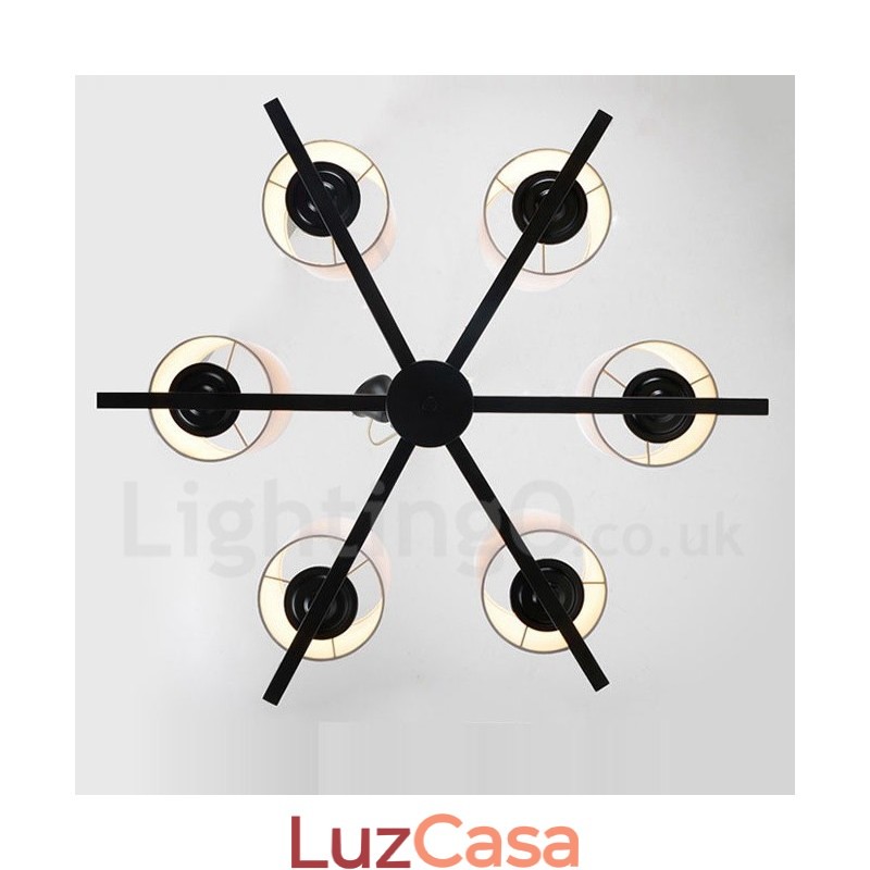 Lustre moderno contemporâneo de 6 luzes de nível único