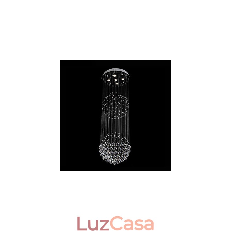 Luminária pendente moderna de cristal, lustre com 5 luzes, candeeiro de teto em cristal transparente, luminárias de teto