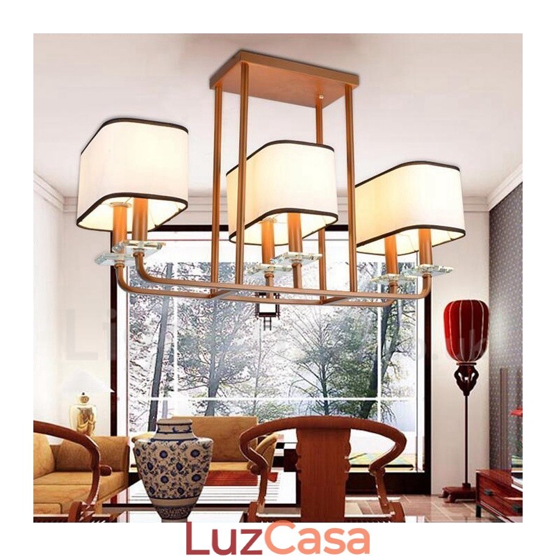 Lustre moderno contemporâneo de 6 luzes de nível único