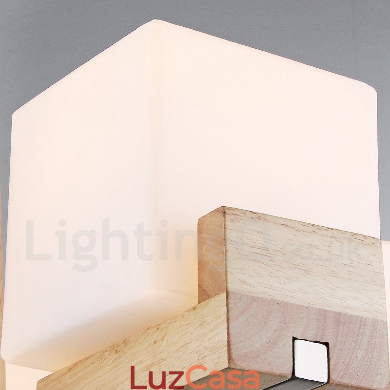Lustre moderno contemporâneo de madeira com 5 luzes de nível único