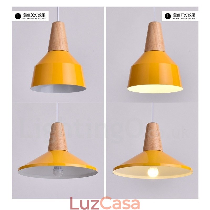 1 Luz Moderna Contemporânea De Madeira Pendente Luz